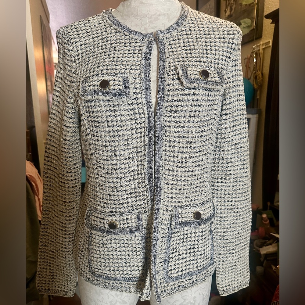 TALBOTS, Tipped, Tweed Button Jacket